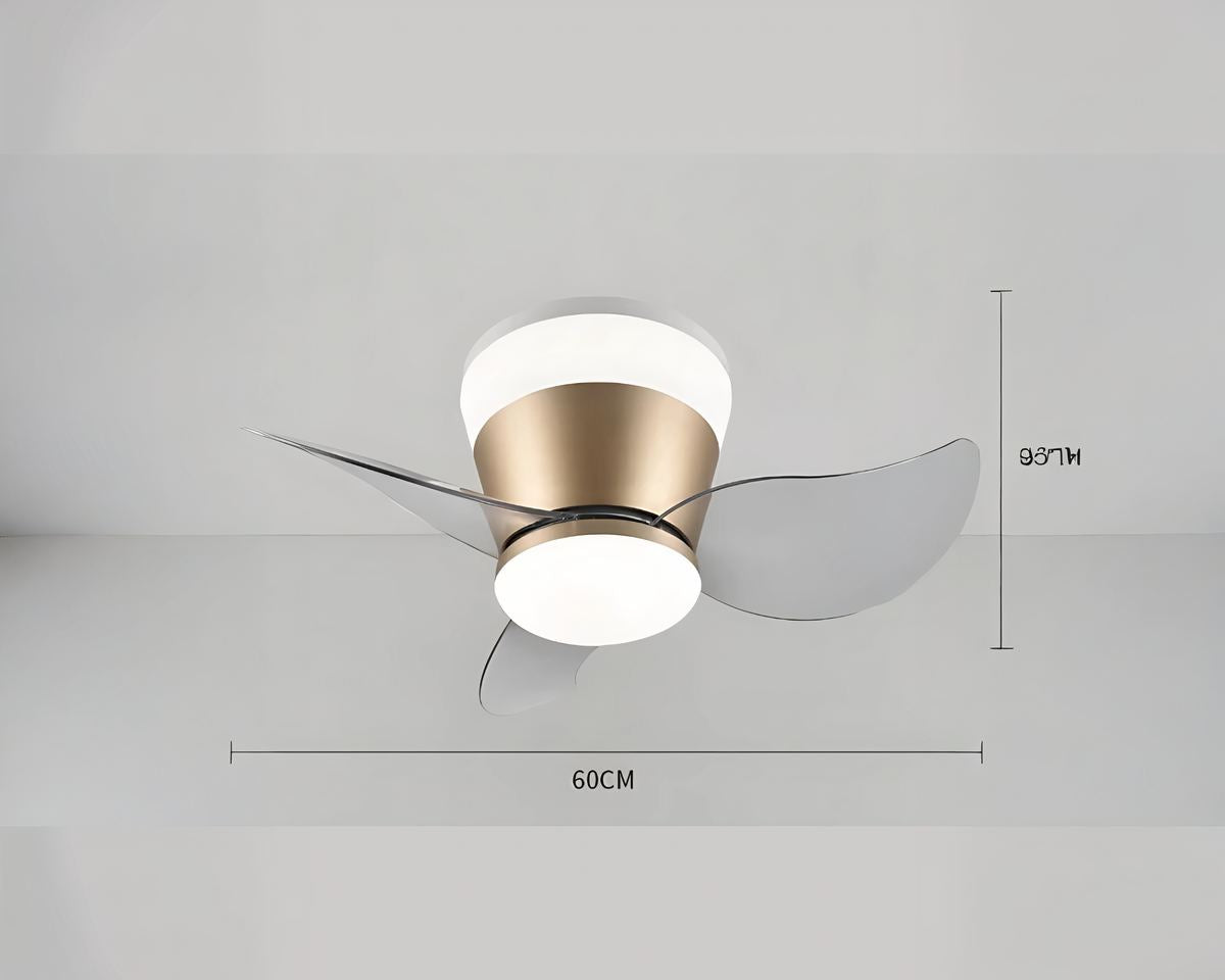 Lustre ventilateur à 3 pales et LED, blanc, doré ou gris, vue 4