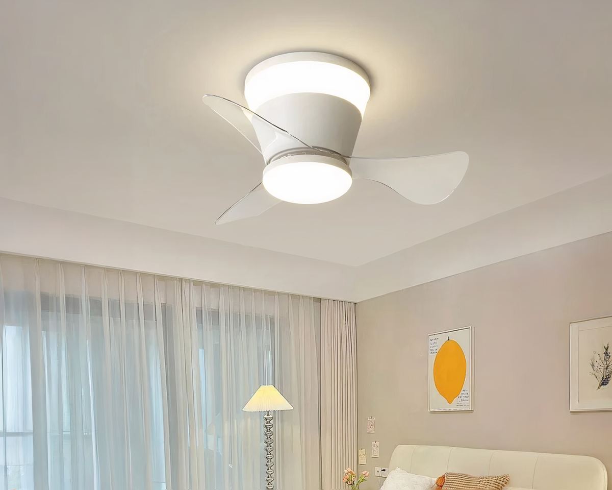 Lustre ventilateur à 3 pales et LED, blanc, doré ou gris, vue 5