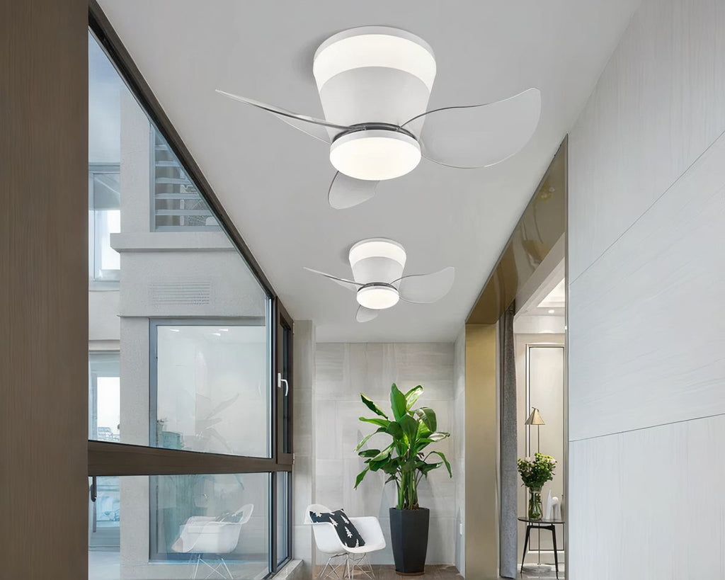 Lustre ventilateur à 3 pales et LED, blanc, doré ou gris, vue 6