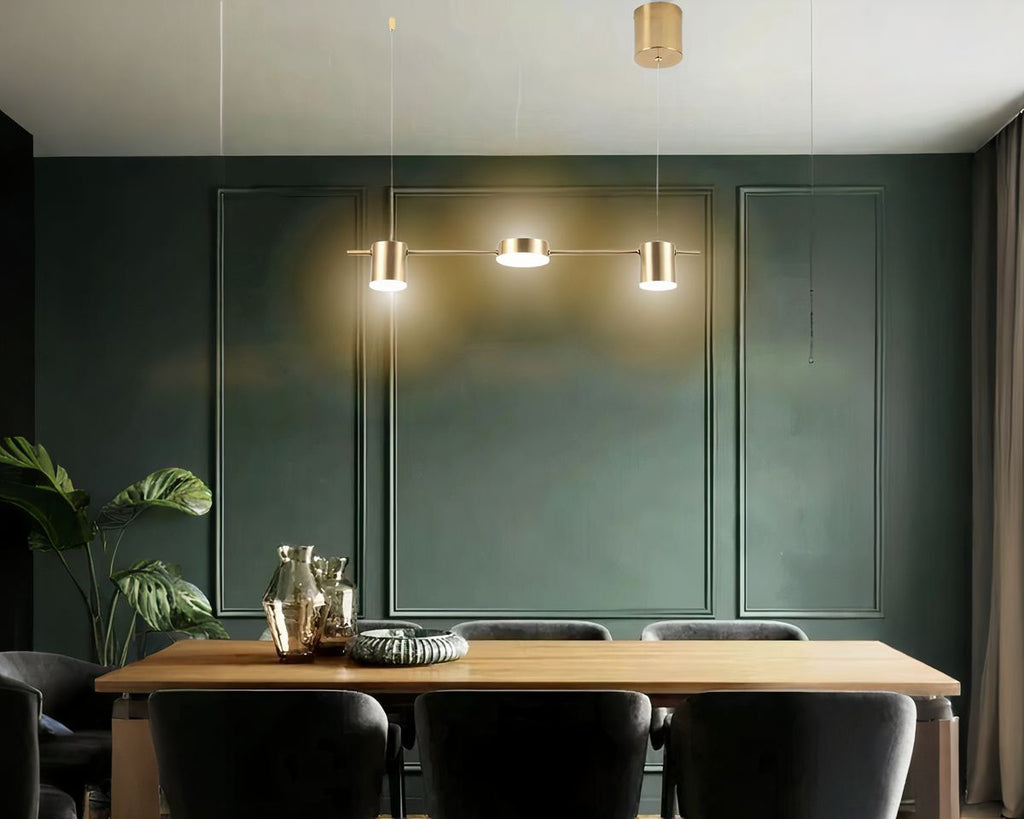 Lustre 3 suspensions spots sur barre avec télécommande