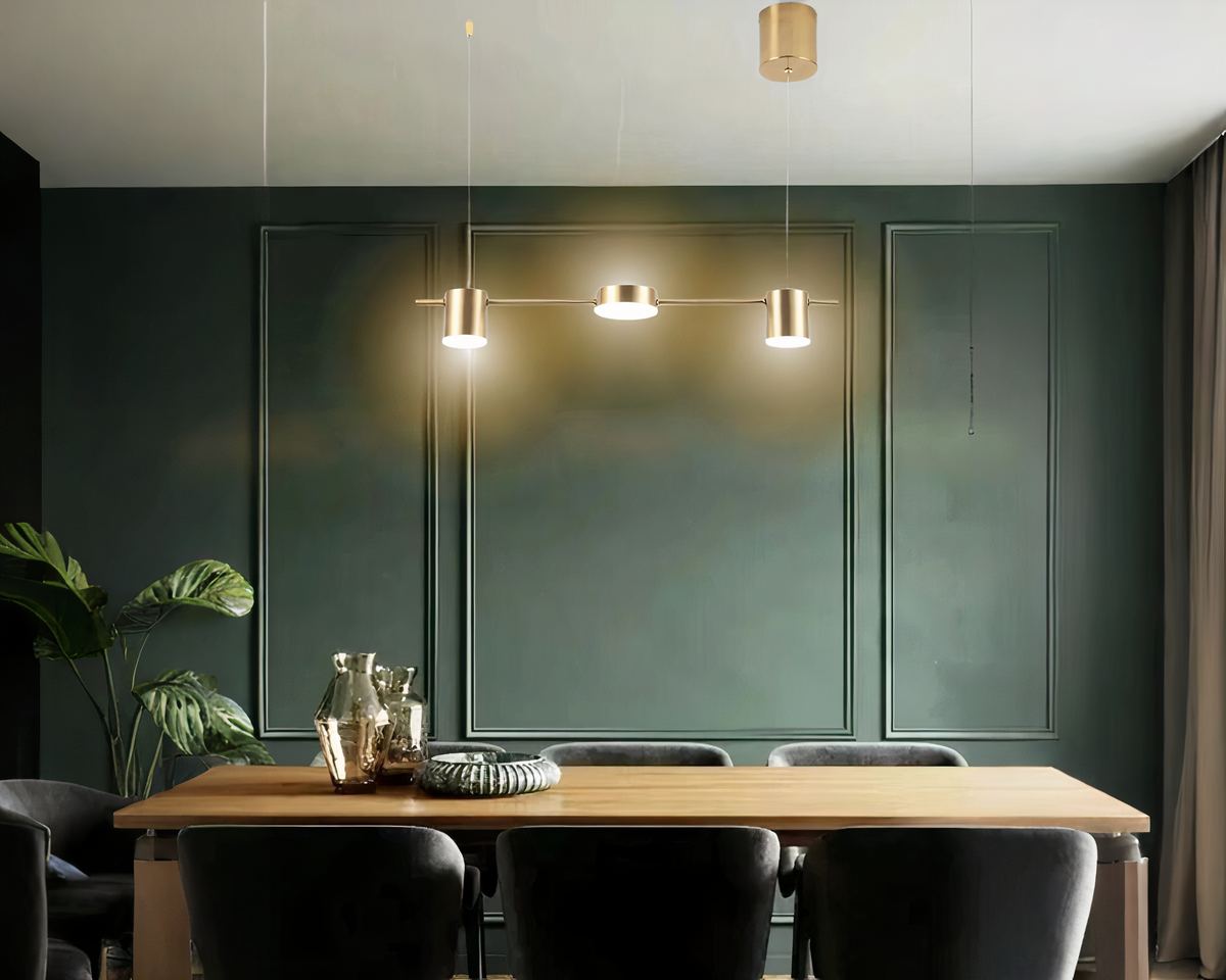 Lustre 3 suspensions spots sur barre avec télécommande