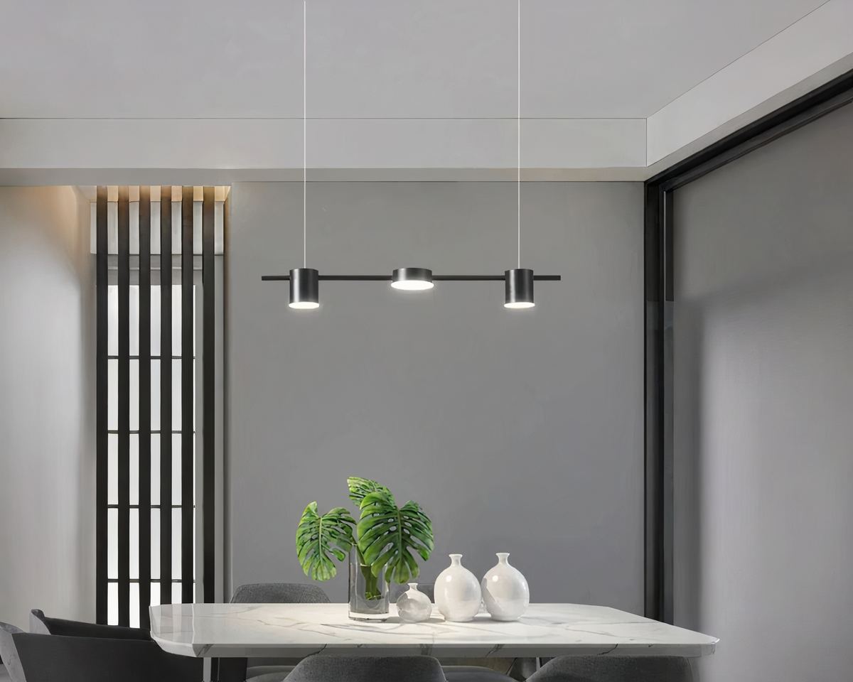 Lustre 3 suspensions spots sur barre avec télécommande, vue 2