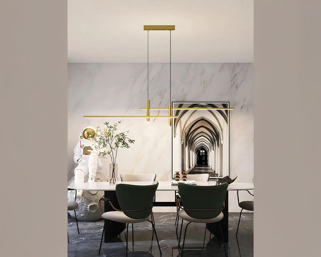 Lustre moderne à double barre et spots suspendus, vue 5