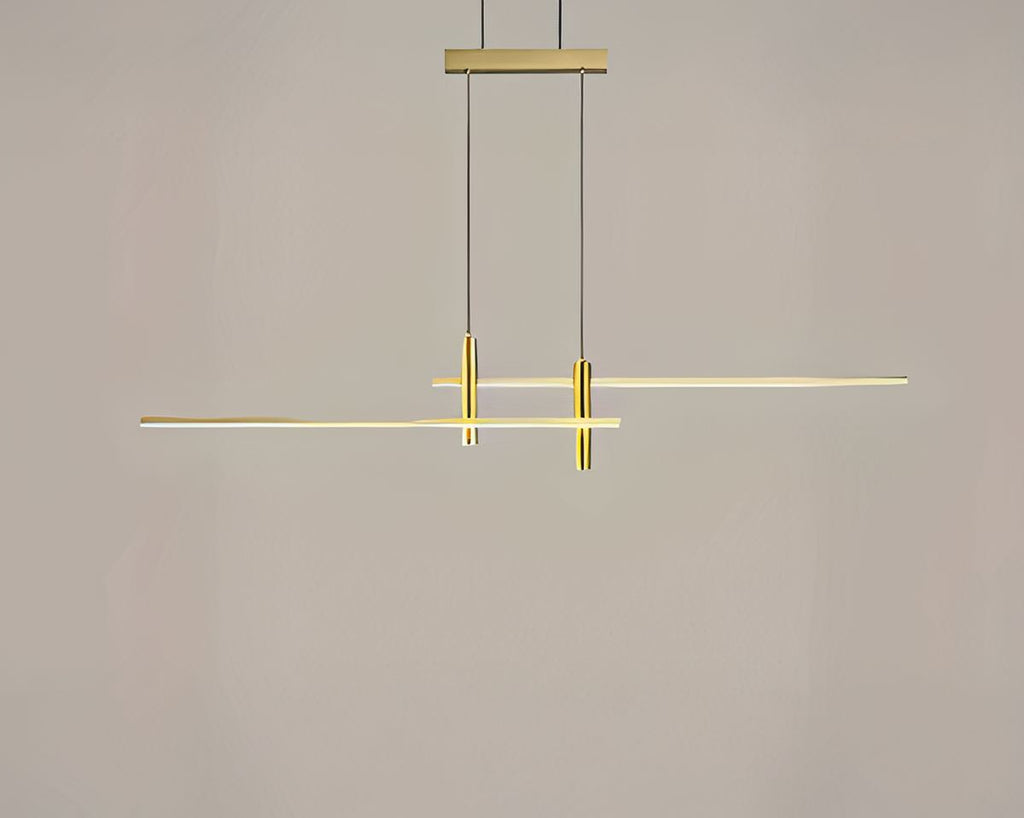 Lustre moderne à double barre et spots suspendus, vue 8