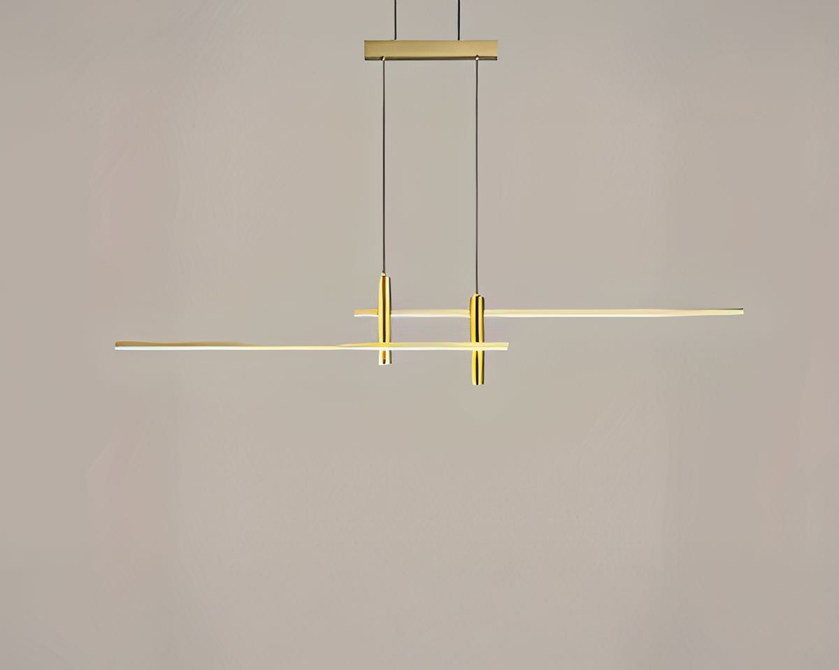 Lustre moderne à double barre et spots suspendus, vue 8