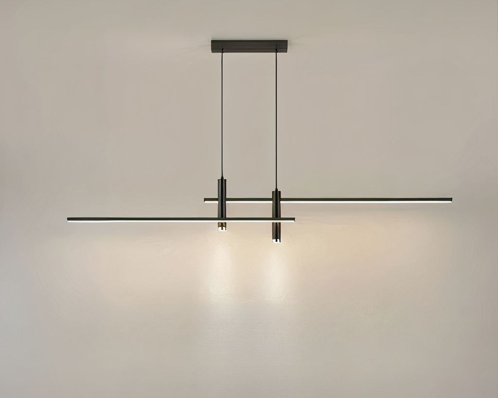 Lustre moderne à double barre et spots suspendus, vue 9