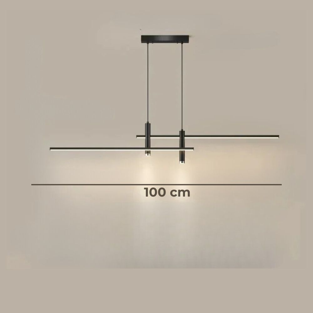 Lustre moderne à double barre et spots suspendus, vue 12