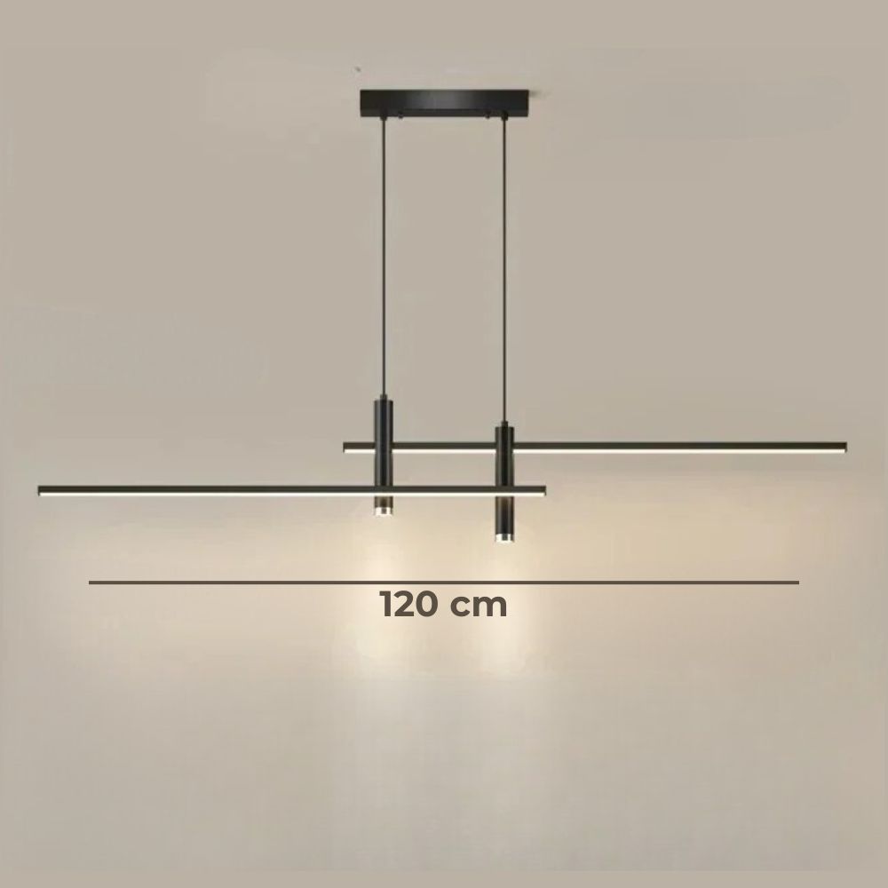 Lustre moderne à double barre et spots suspendus, vue 13