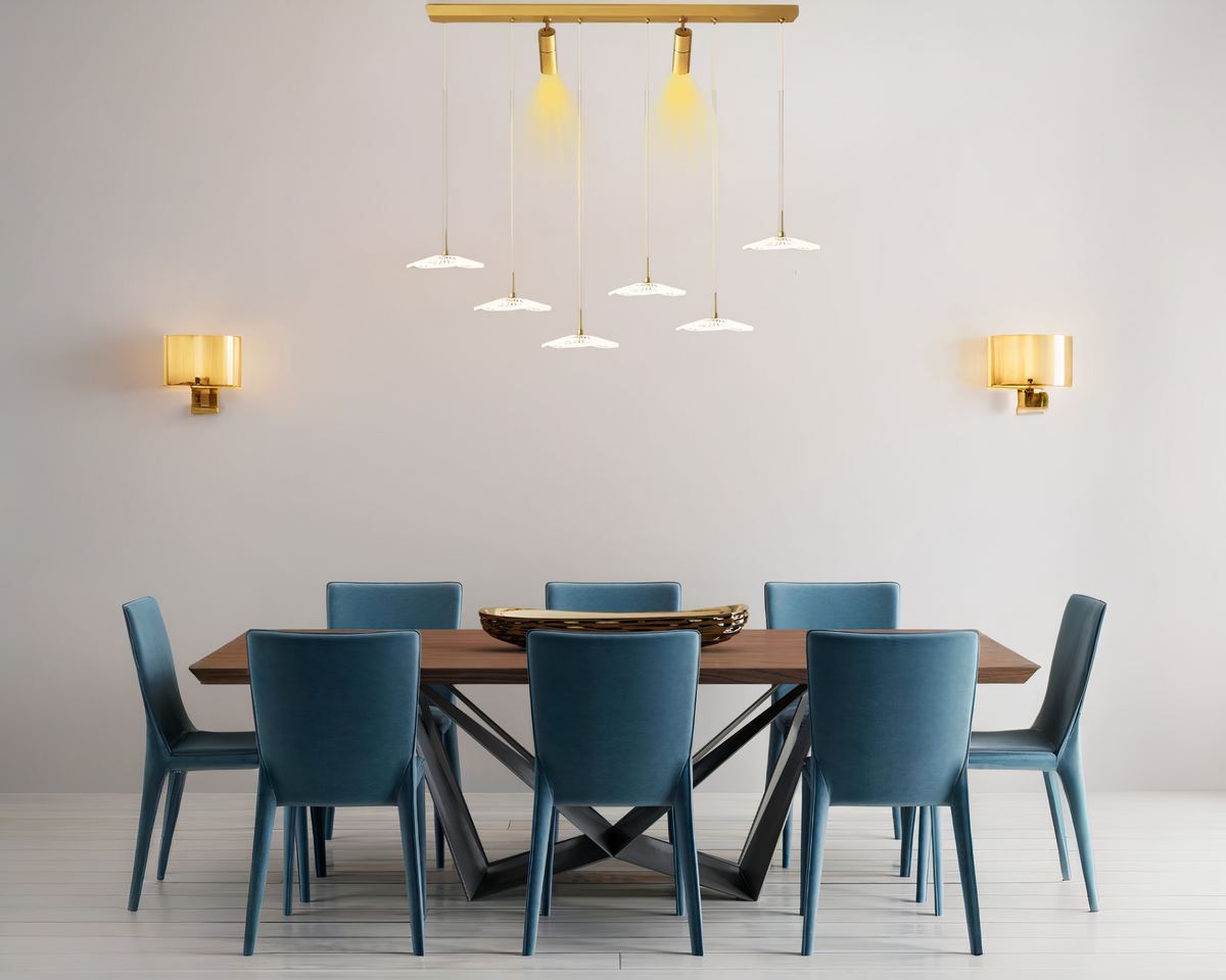 Lustre design à fleurs acryliques suspendues et spots, vue 2