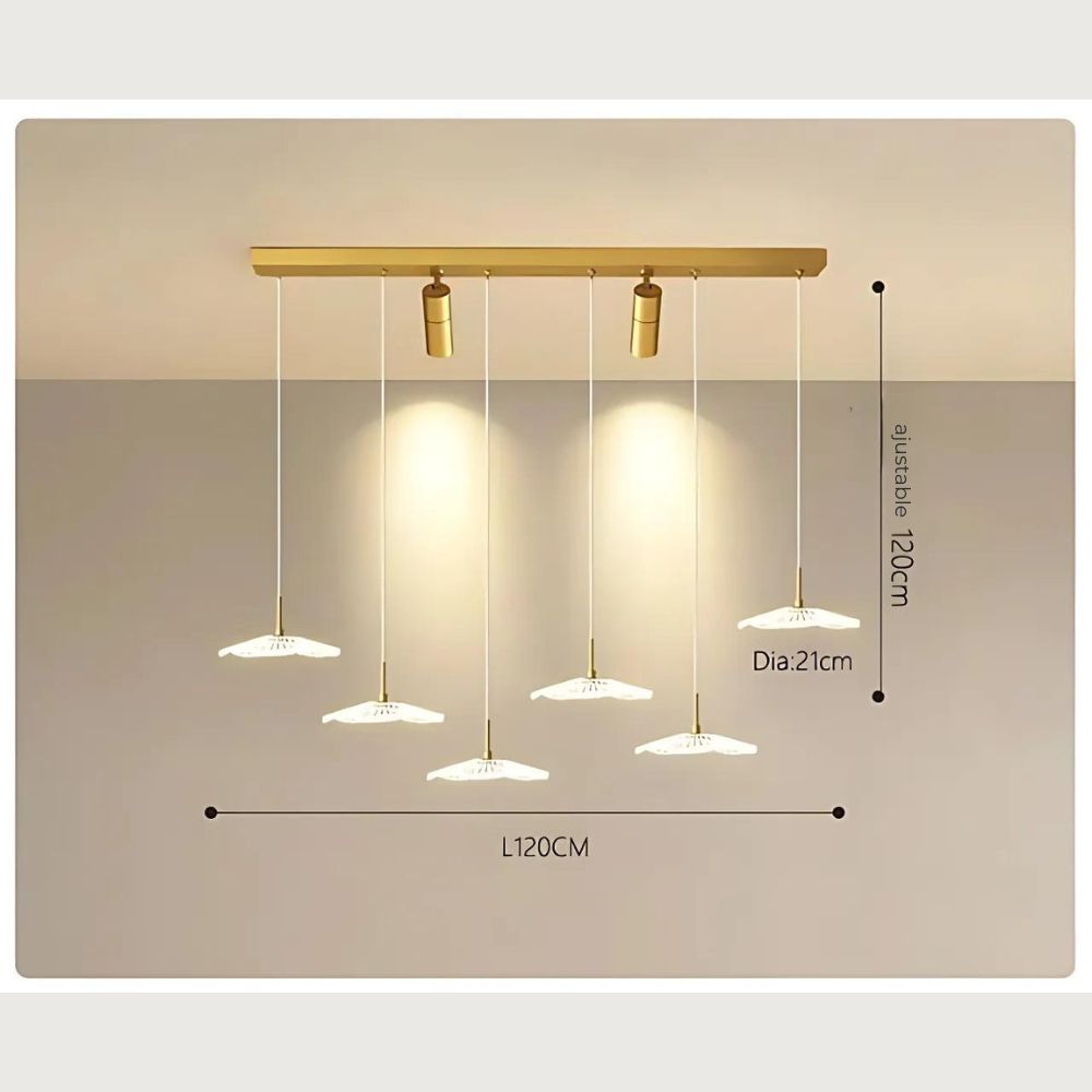 Lustre design à fleurs acryliques suspendues et spots, vue 5