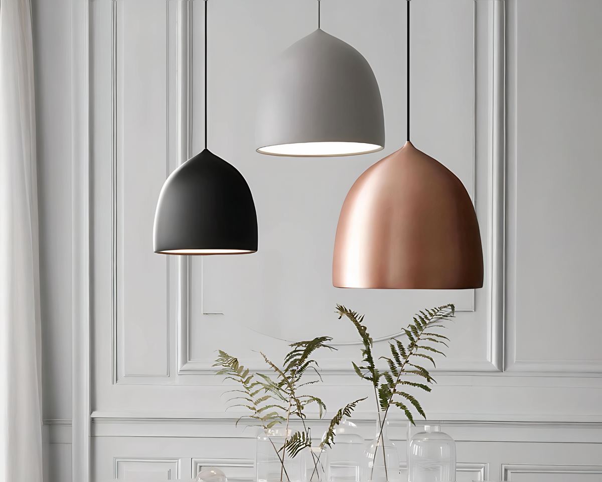 Lustre scandinave en métal arrondi pour bureau