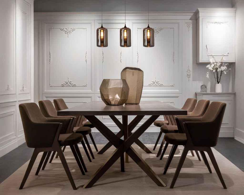 Lustre noir barre à suspensions en verre fumé, vue 3