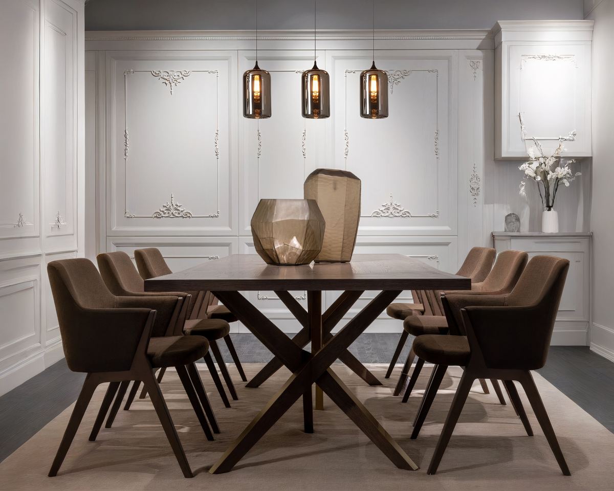 Lustre noir barre à suspensions en verre fumé, vue 3
