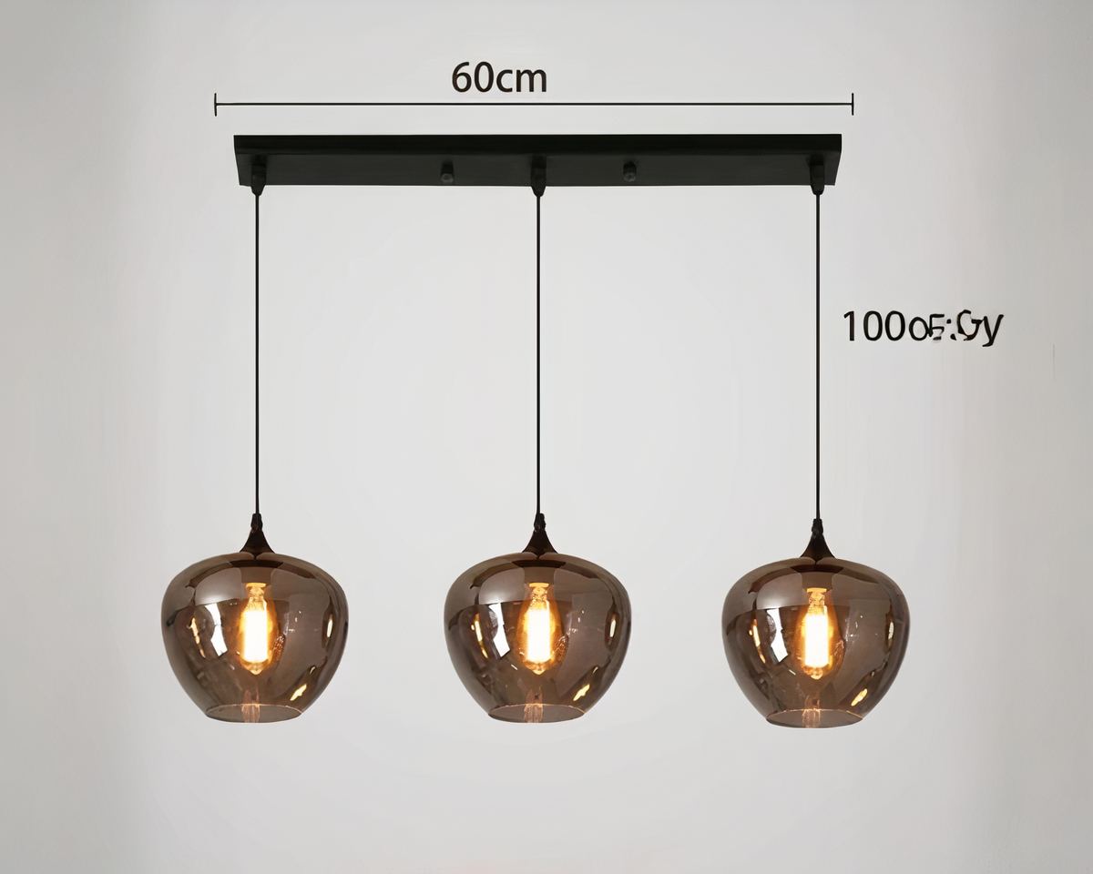 Lustre noir barre à suspensions en verre fumé, vue 5