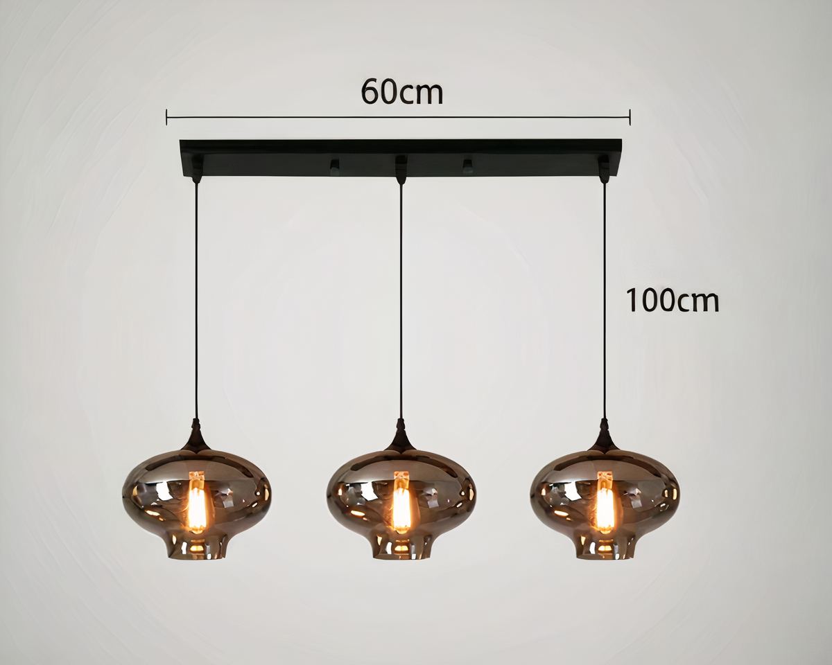 Lustre noir barre à suspensions en verre fumé, vue 6