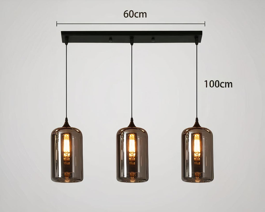 Lustre noir barre à suspensions en verre fumé, vue 7