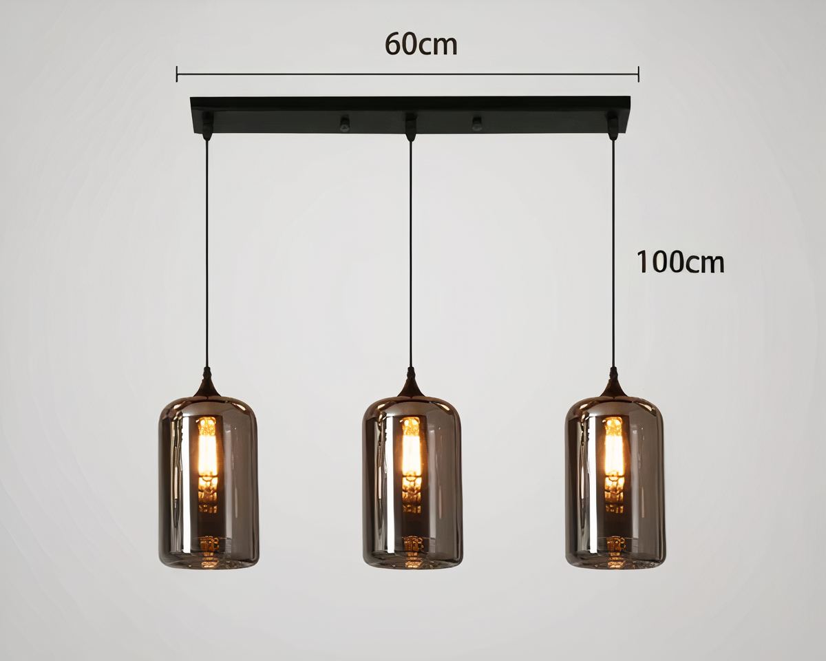 Lustre noir barre à suspensions en verre fumé, vue 7