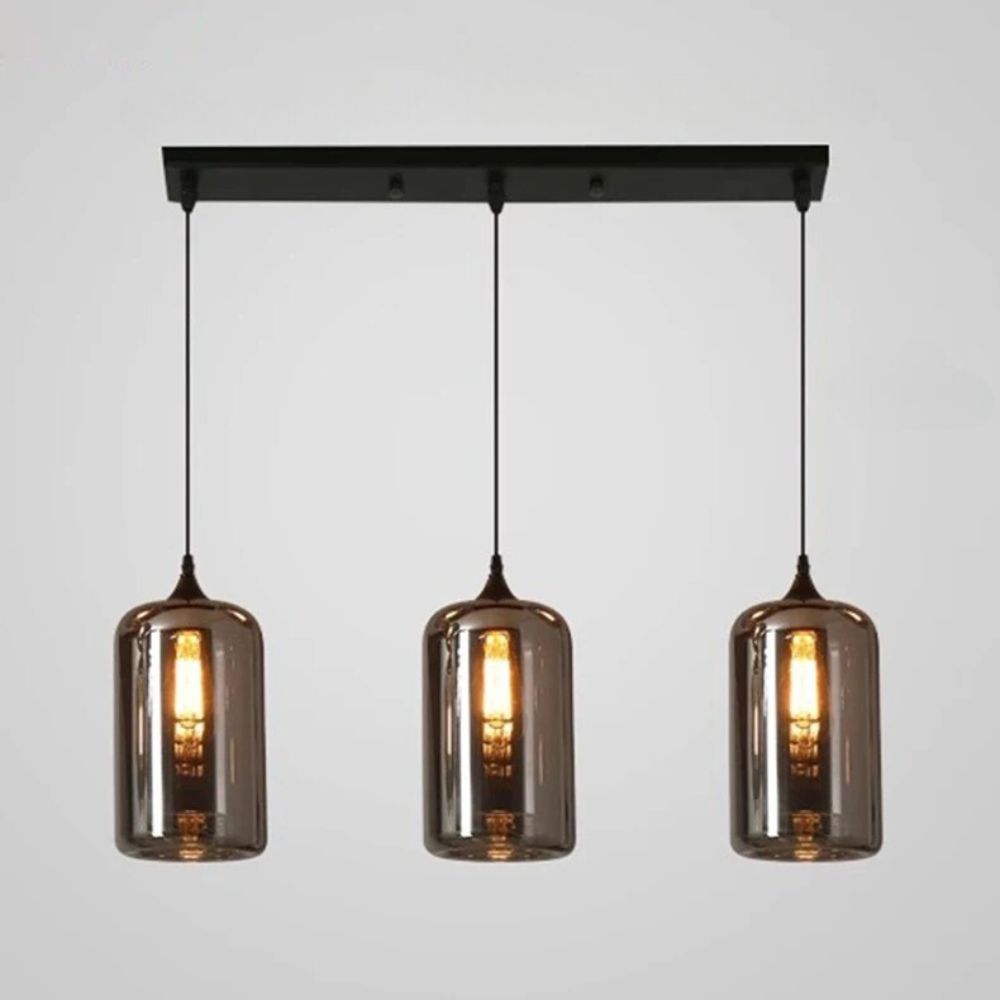 Lustre noir barre à suspensions en verre fumé, vue 8