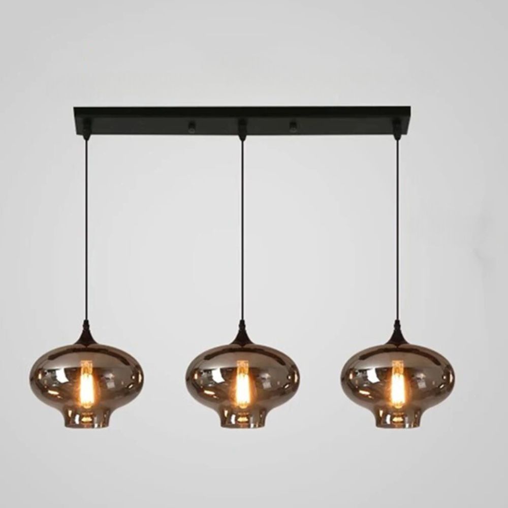Lustre noir barre à suspensions en verre fumé, vue 9