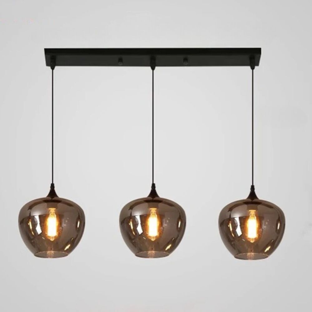 Lustre noir barre à suspensions en verre fumé, vue 10