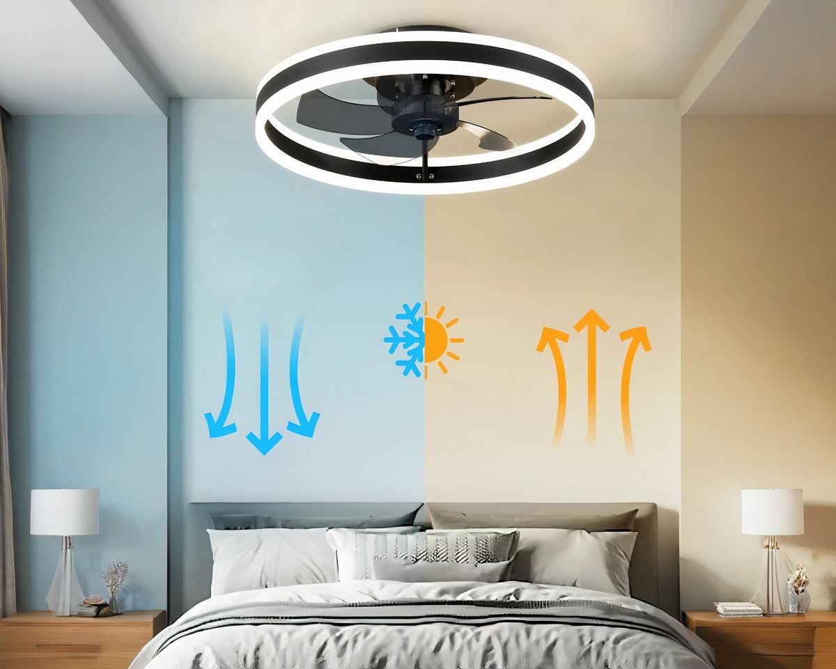 Lustre ventilateur rond 50 cm avec LED et télécommande, vue 4