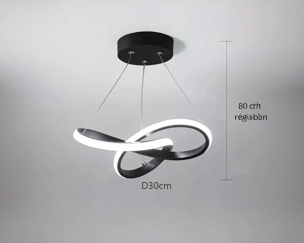 Lustre LED anneaux entrelacés avec télécommande, vue 2