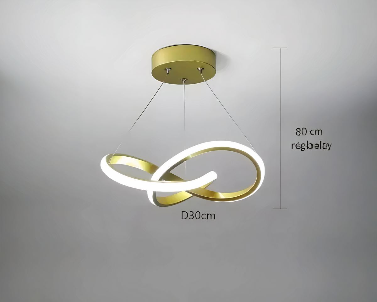 Lustre LED anneaux entrelacés avec télécommande, vue 3