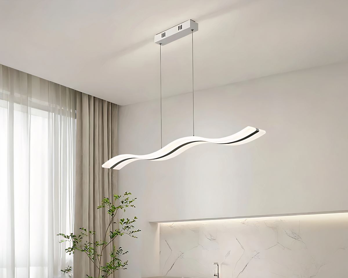 Lustre LED barre ondulée façon vague, vue 2