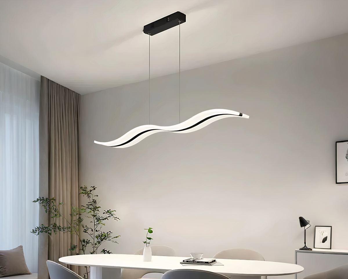 Lustre LED barre ondulée façon vague, vue 3