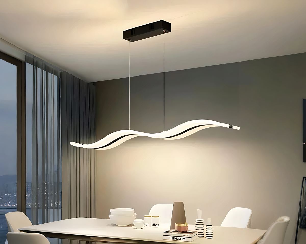 Lustre LED barre ondulée façon vague, vue 4