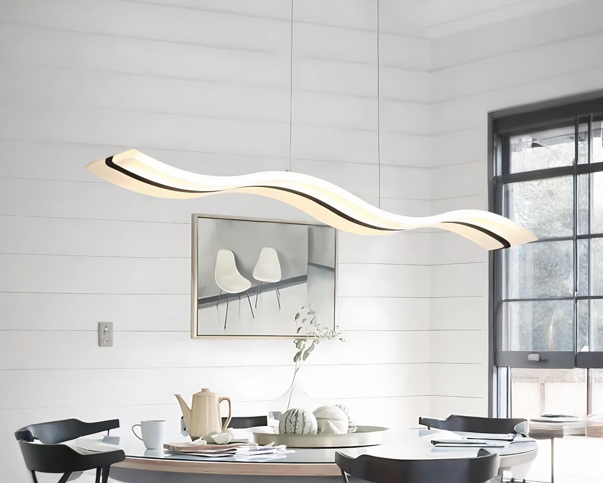 Lustre LED barre ondulée façon vague, vue 5