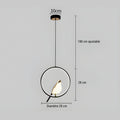 Lustre LED cercle noir et oiseau perché, vue 5