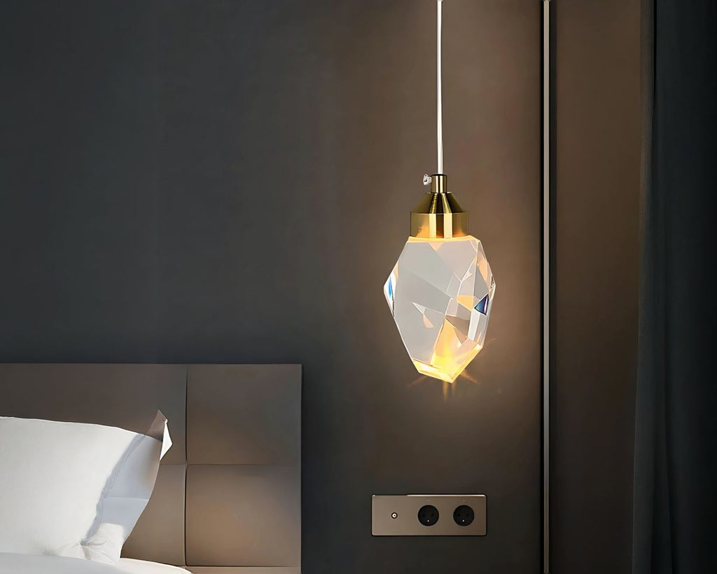 Lustre LED petite pampille de cristal à facettes, vue 3