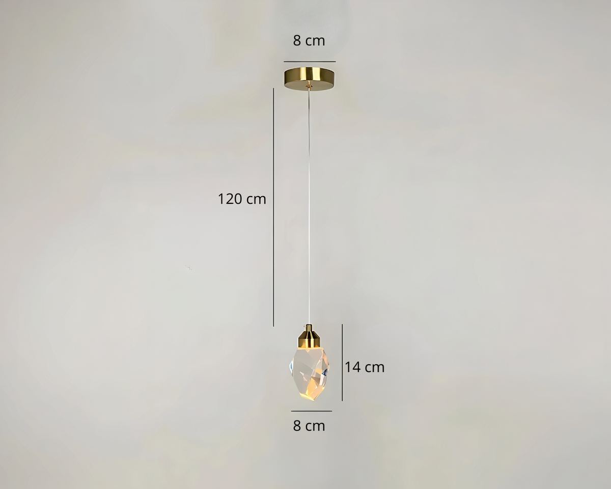 Lustre LED petite pampille de cristal à facettes, vue 4