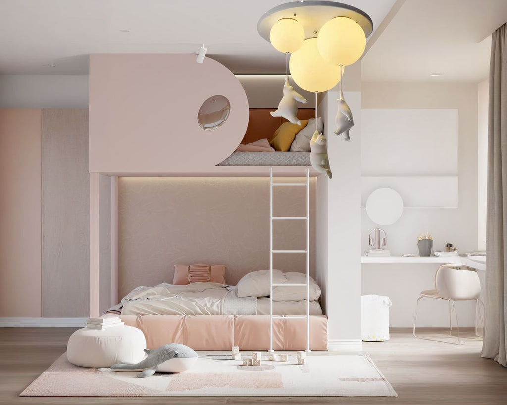 Lustre chambre enfant globes et oursons suspendus, vue 4