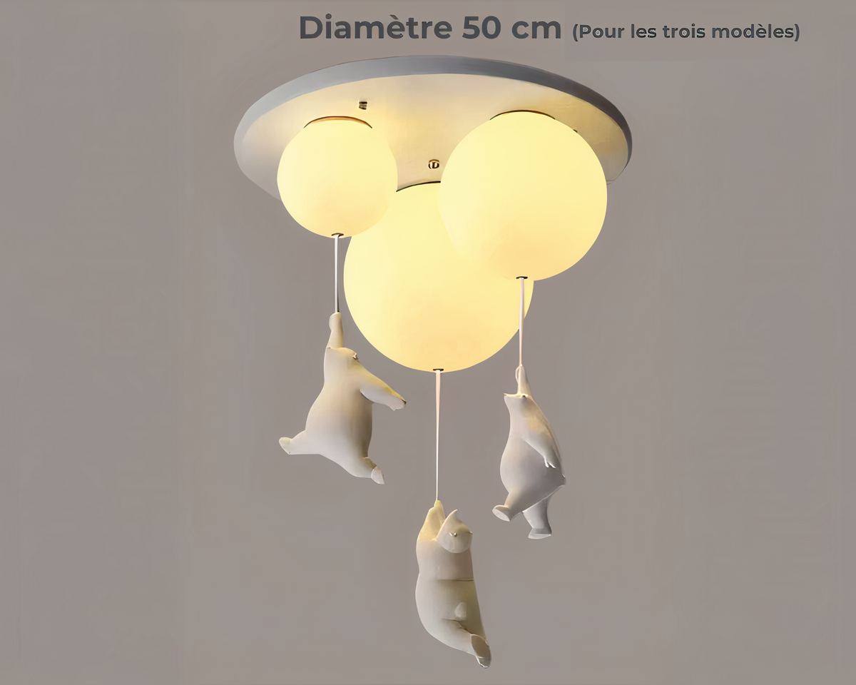 Lustre chambre enfant globes et oursons suspendus, vue 6