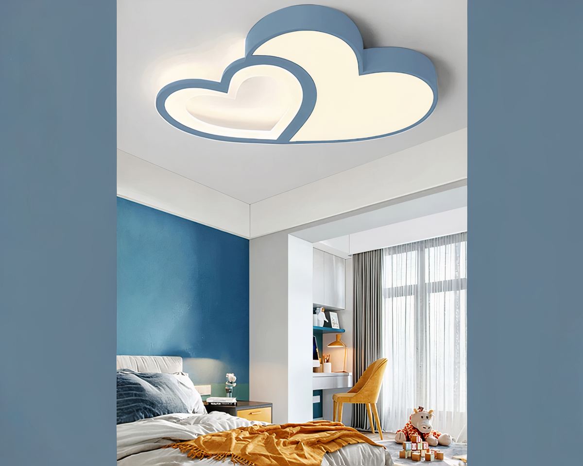 Lustre chambre enfant plafonnier à deux cœurs entrelacés, vue 4