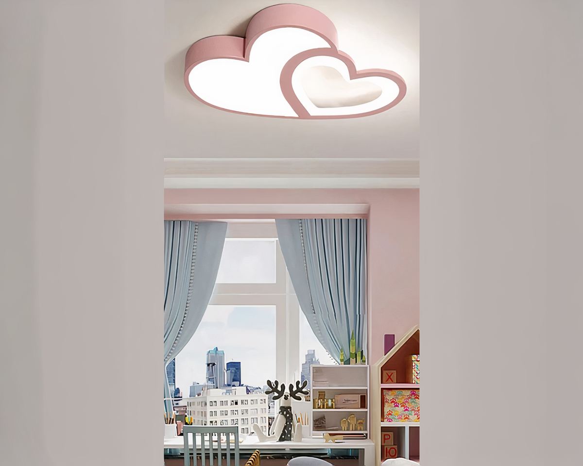 Lustre chambre enfant plafonnier à deux cœurs entrelacés, vue 5