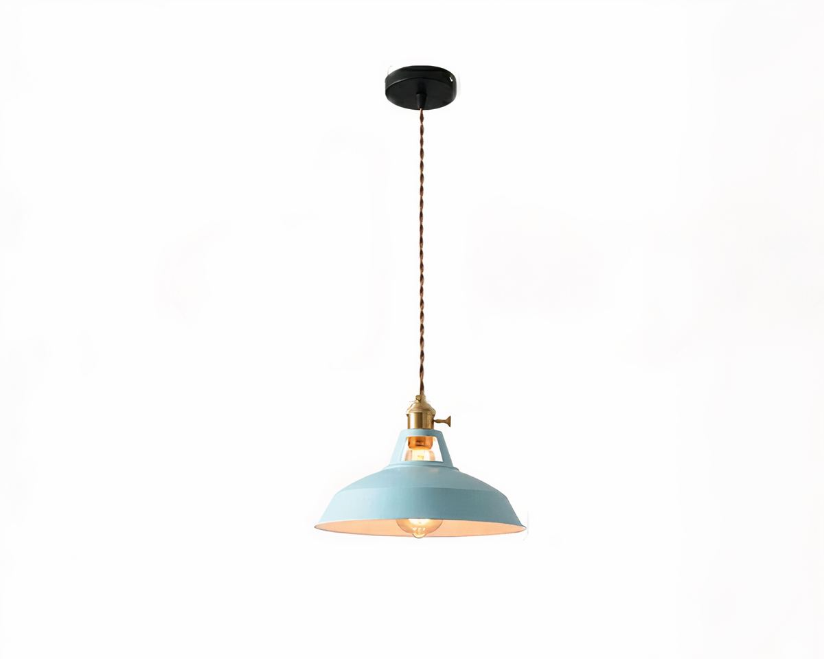 Lustre ancien suspension ronde en métal pastel