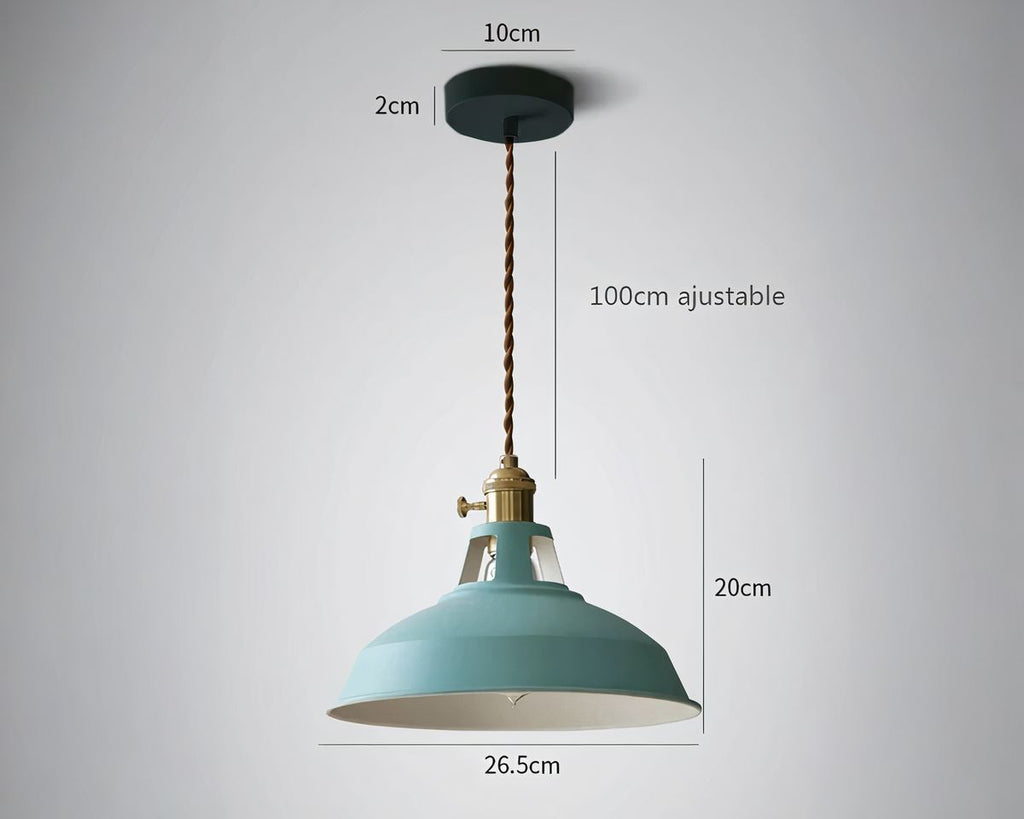 Lustre ancien suspension ronde en métal pastel, vue 7