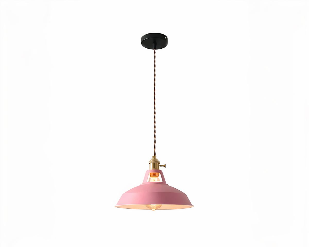 Lustre ancien suspension ronde en métal pastel, vue 10