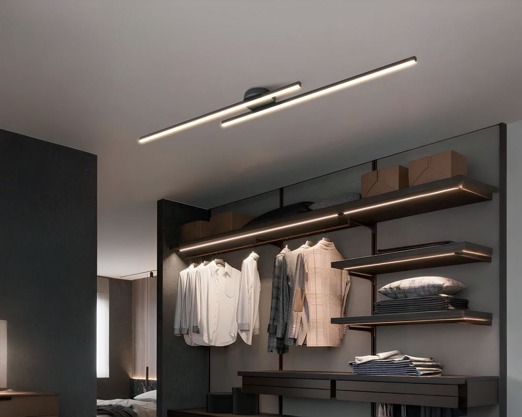 Lustre LED à double barre lumineuse en aluminium, vue 7