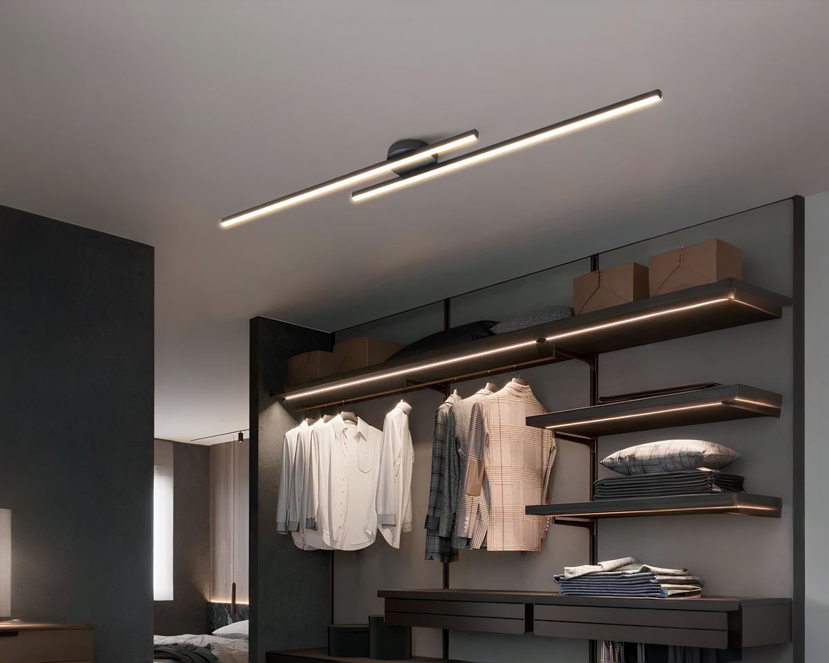 Lustre LED à double barre lumineuse en aluminium, vue 7