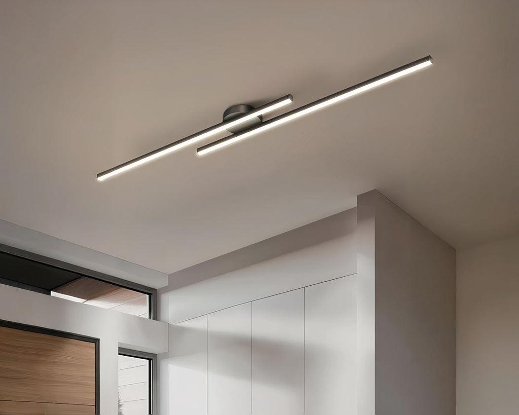 Lustre LED à double barre lumineuse en aluminium, vue 8
