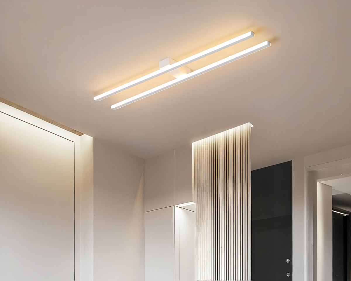 Lustre LED à double barre lumineuse en aluminium, vue 9