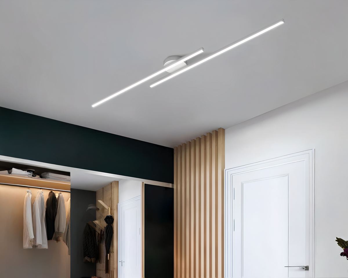 Lustre LED à double barre lumineuse en aluminium, vue 10