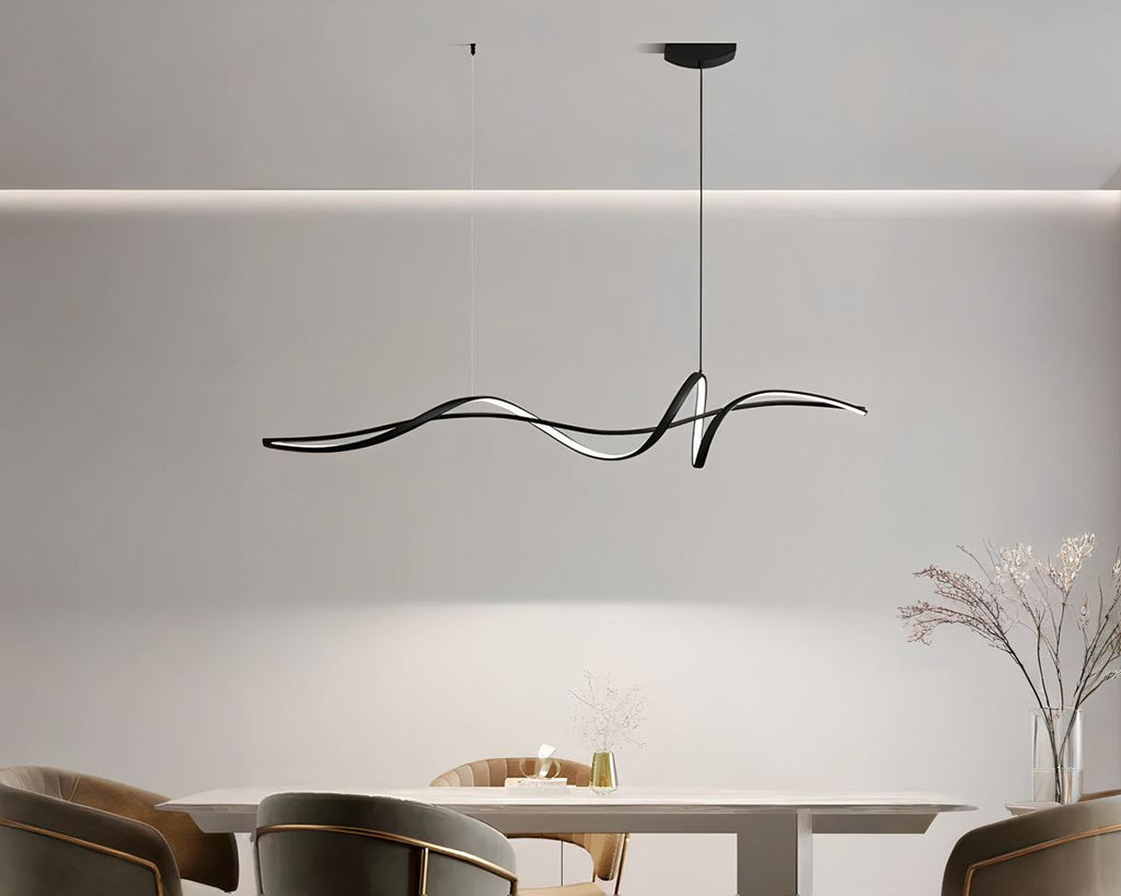 Lustre salon minimaliste à courbe LED suspendue