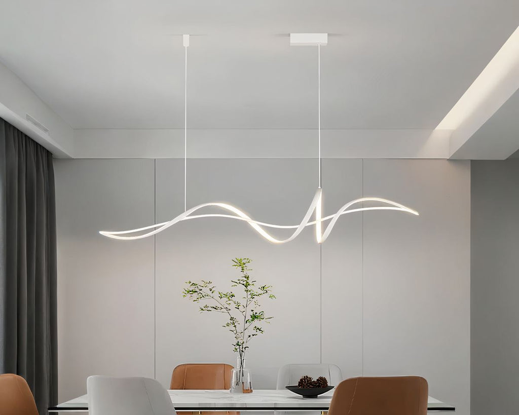 Lustre salon minimaliste à courbe LED suspendue, vue 5