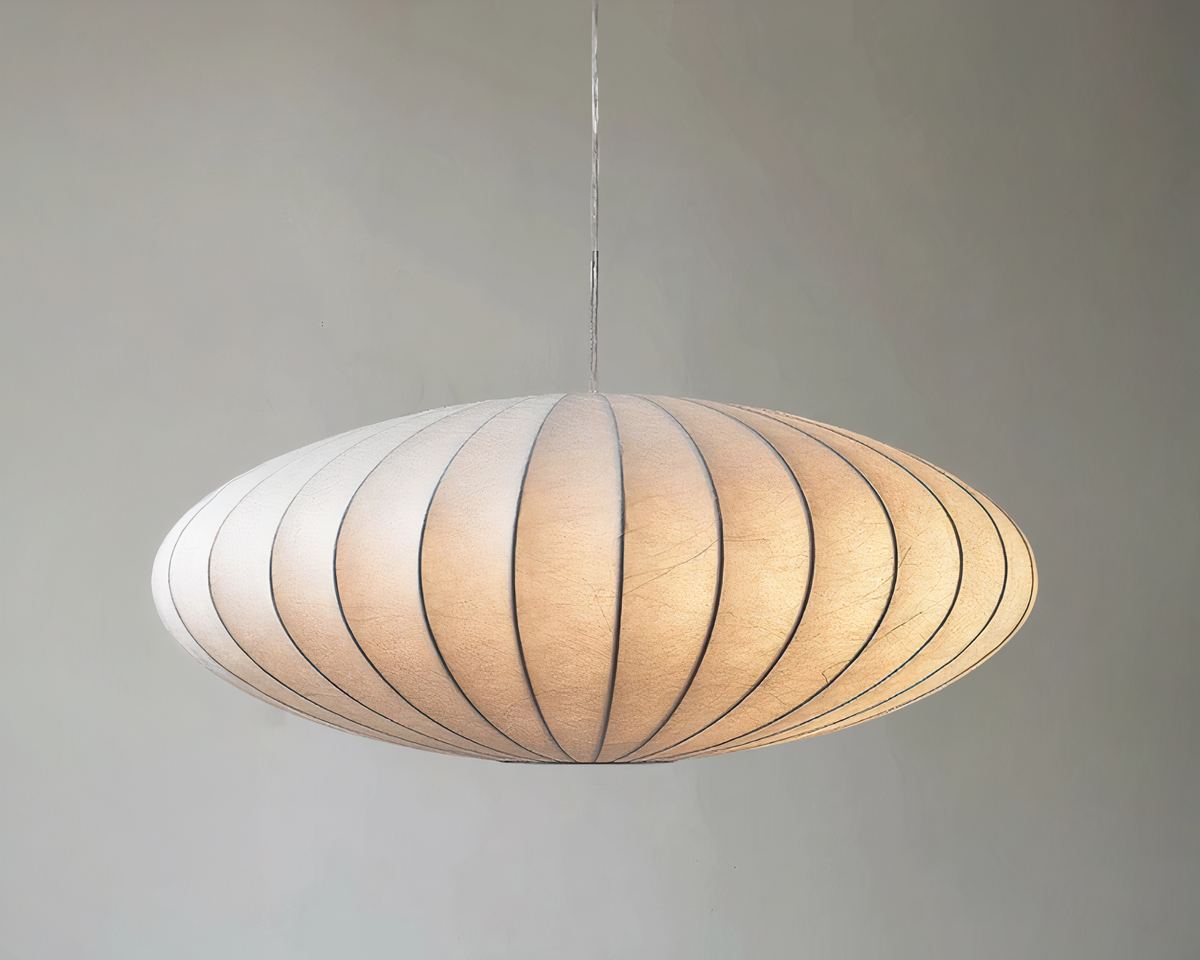 Lustre japonais boule de soie blanche