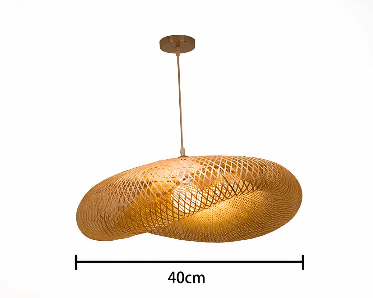 Lustre japonais chapeau en bambou tressé, vue 8